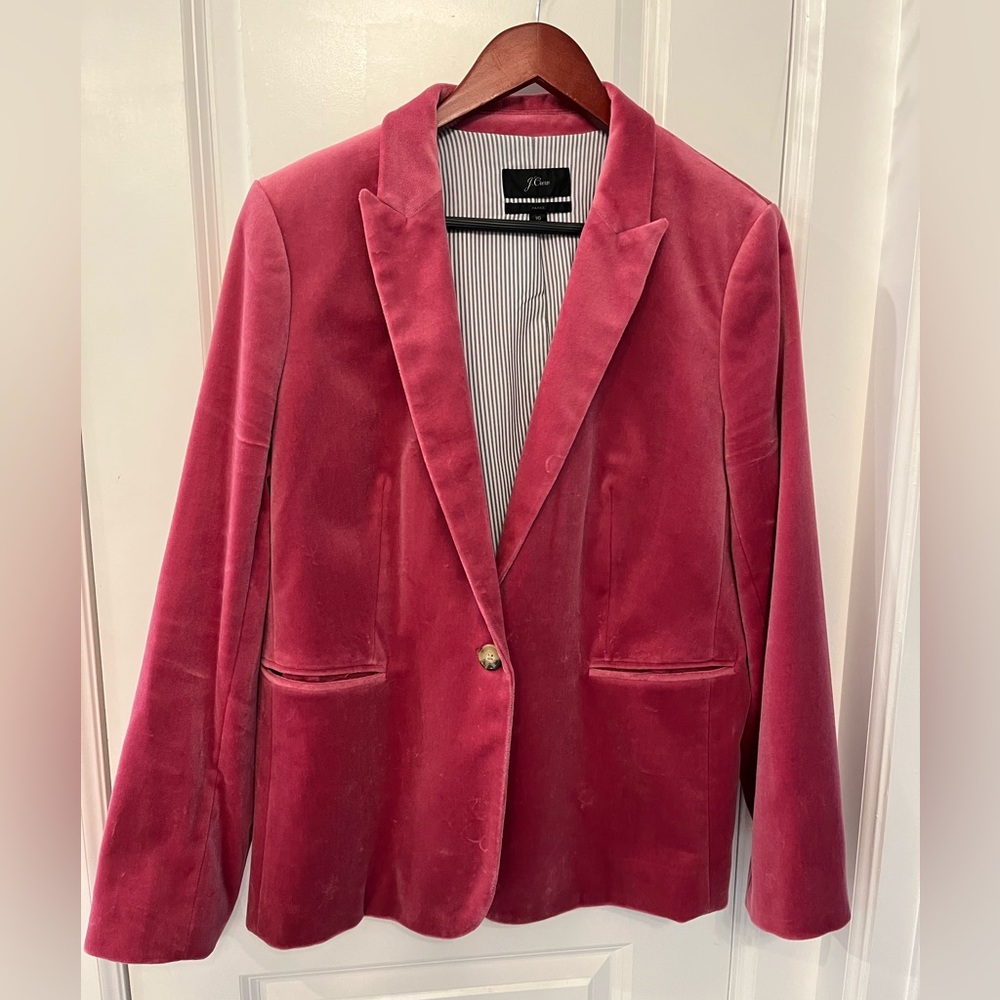 J. Crew pink velvet Parke blazer